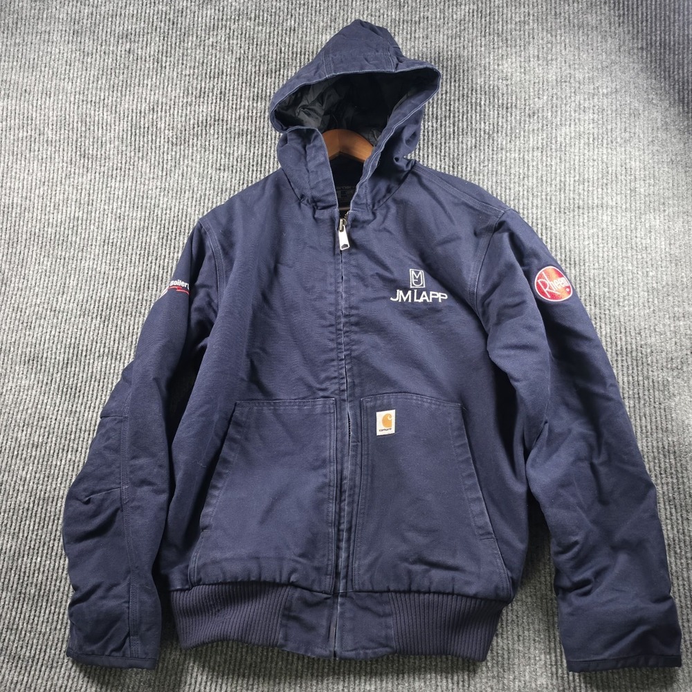 Carhartt J130 Navy Blue Active Jacket Medium Quilted 3M Thinsulate Work Coat Y2K